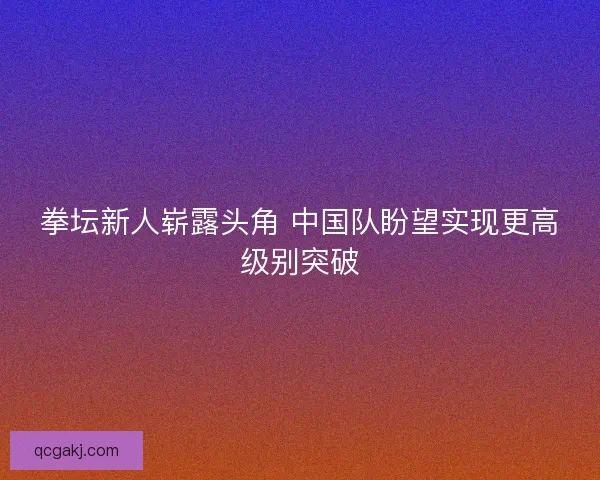 拳坛新人崭露头角 中国队盼望实现更高级别突破